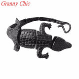 Men's Stainless Steel Crocodile Cuff Bracelet Punk Wristband