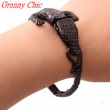 Men's Stainless Steel Crocodile Cuff Bracelet Punk Wristband