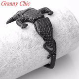Men's Stainless Steel Crocodile Cuff Bracelet Punk Wristband