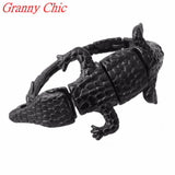 Men's Stainless Steel Crocodile Cuff Bracelet Punk Wristband