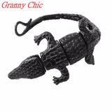 Men's Stainless Steel Crocodile Cuff Bracelet