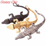 Men's Stainless Steel Crocodile Cuff Bracelet