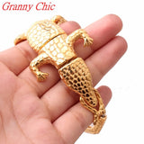 Men's Stainless Steel Crocodile Cuff Bracelet