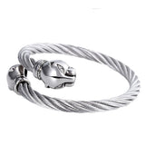 Men's Leopard Cuff Bracelet Stainless Steel Lock Bangle