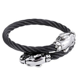 Men's Leopard Cuff Bracelet Stainless Steel Lock Bangle