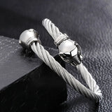 Men's Leopard Cuff Bracelet Stainless Steel Lock Bangle