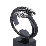 Men's Leopard Cuff Bracelet Stainless Steel Lock Bangle