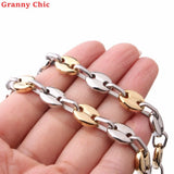 Hip-Hop Stainless Steel Chain Necklace 8-32 Inch, Coffee Beans Design
