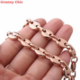 Hip-Hop Stainless Steel Chain Necklace 8-32 Inch, Coffee Beans Design