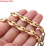 Hip-Hop Stainless Steel Chain Necklace 8-32 Inch, Coffee Beans Design