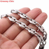 Hip-Hop Stainless Steel Chain Necklace 8-32 Inch, Coffee Beans Design