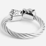 Stainless Steel Double Tiger Head Wristband Cuff Bangle