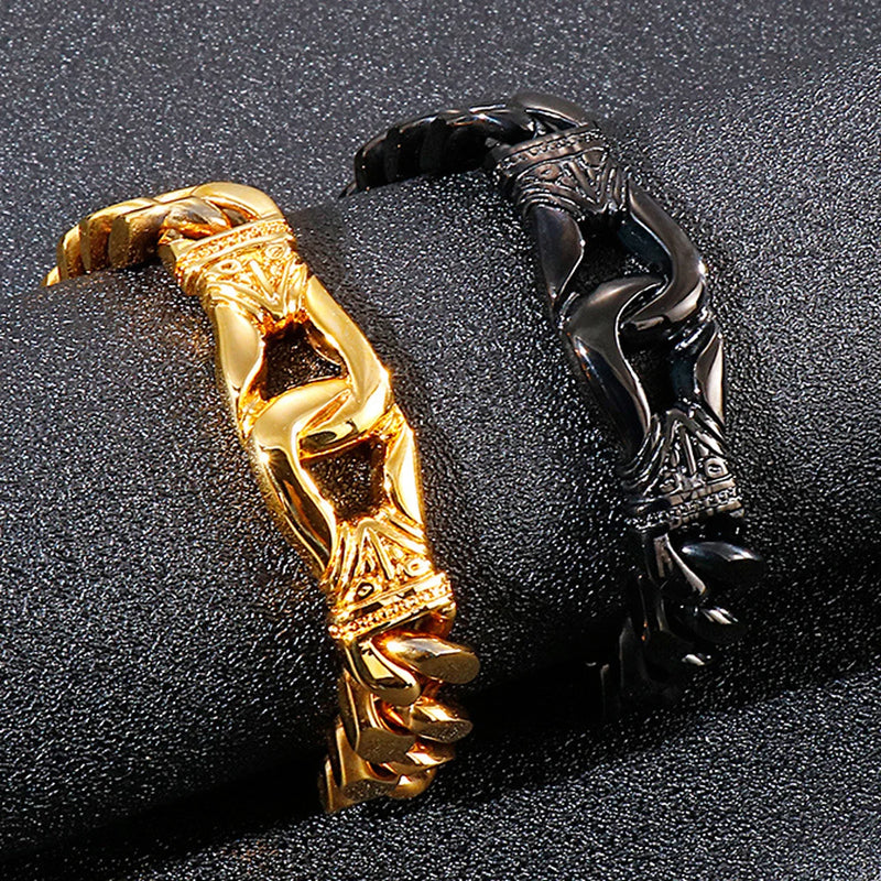 Vintage Style Black Stainless Steel Bracelet Bangle 12mm