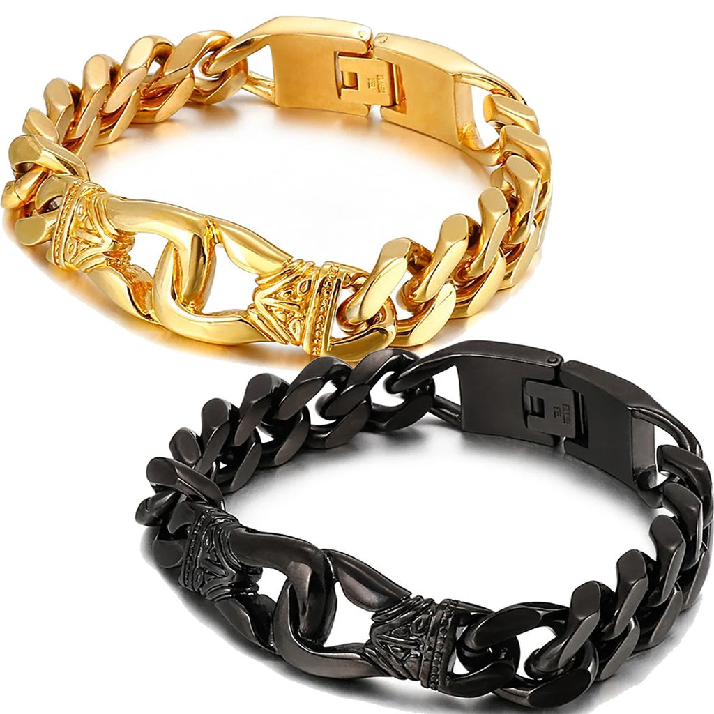 Vintage Style Black Stainless Steel Bracelet Bangle 12mm