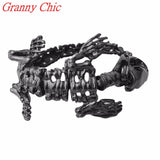 Men Stainless Steel Dinosaur Skull Bangle - Punk Halloween Bracelet