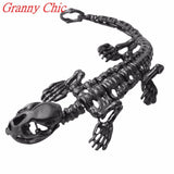 Men Stainless Steel Dinosaur Skull Bangle - Punk Halloween Bracelet