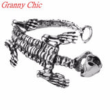 Men Stainless Steel Skull Skeleton Bangle Bracelet Punk Halloween Bangles