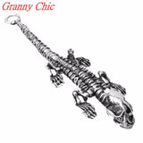 Men Stainless Steel Skull Skeleton Bangle Bracelet Punk Halloween Bangles