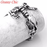 Men Stainless Steel Skull Skeleton Bangle Bracelet Punk Halloween Bangles