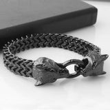Men's Stainless Steel Wolf Head Chain Link Bracelet