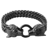 Men's Stainless Steel Wolf Head Chain Link Bracelet