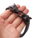 Men's Stainless Steel Wolf Head Chain Link Bracelet