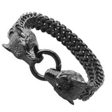 Men's Stainless Steel Wolf Head Chain Link Bracelet