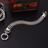 Silver Stainless Steel Skull Clasp Bracelet Men's Chain