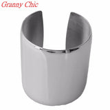 Granny Stainless Steel Wide Arm Cuff Bangle Bracelet Silver Jewelry