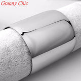 Stainless Steel Wide Arm Cuff Bangle Bracelet - Silver
