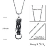 Vintage Style Stainless Steel Chinese Totem Dragon Head Pendant Necklace