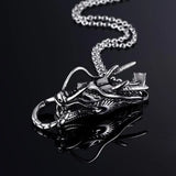 Vintage Style Stainless Steel Chinese Totem Dragon Head Pendant Necklace