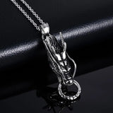 Vintage Style Stainless Steel Chinese Totem Dragon Head Pendant Necklace