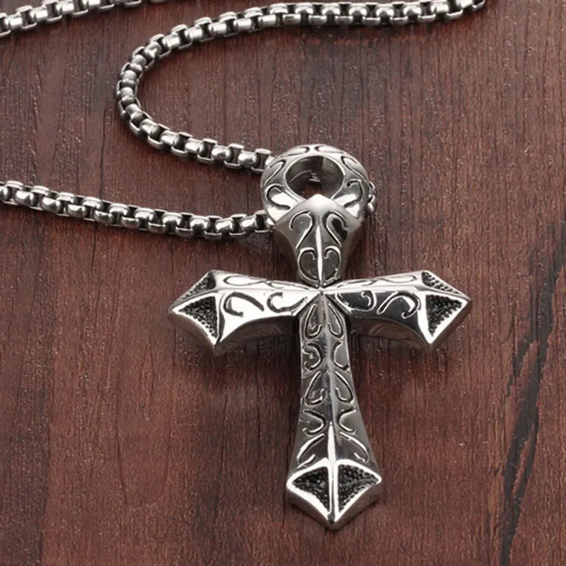 Granny Vintage Stainless Steel Cross Pendant Necklace Men Father Gift