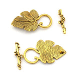 Grape Leaf Toggle Clasp Bracelet Accessories Set of 18 Antique Silver / Copper