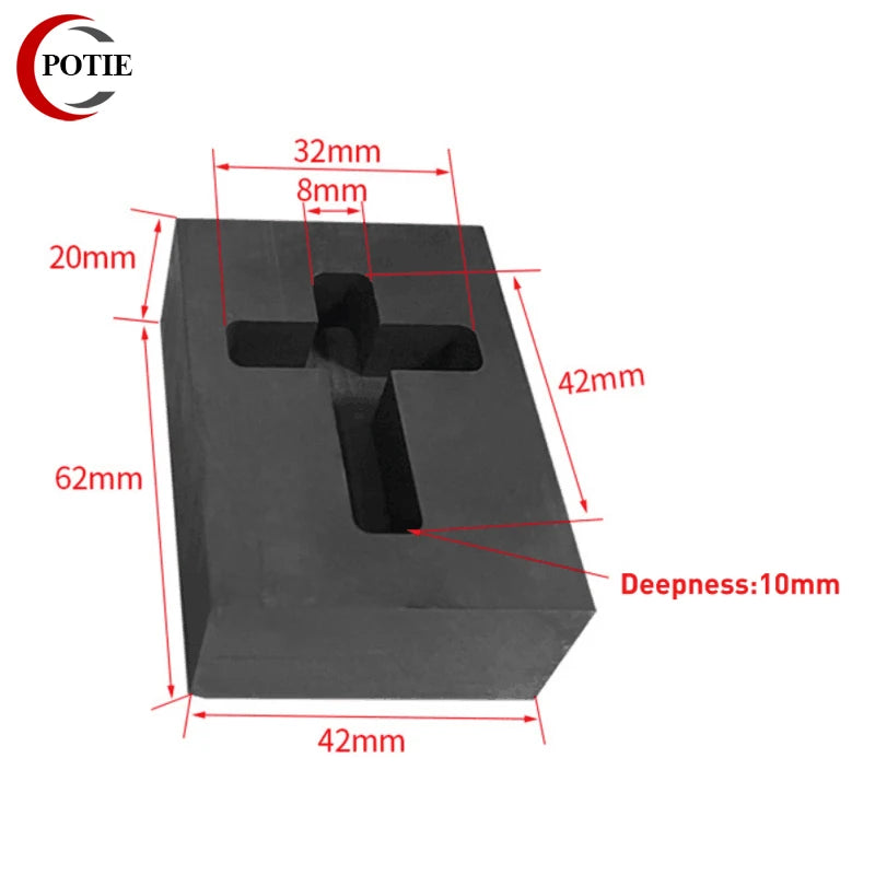 Graphite Ingot Bar Cross Shape Metal Melting Casting Mold
