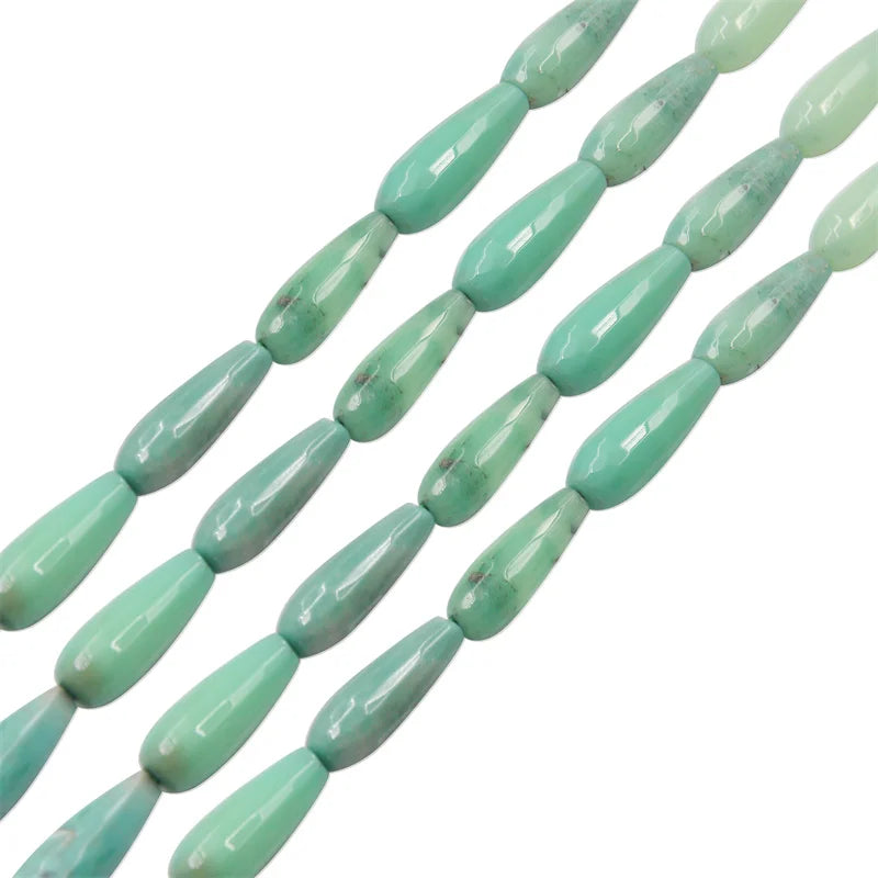 Grass Agate Teardrop Beads Strand 6x16mm Faceted Natural Stone