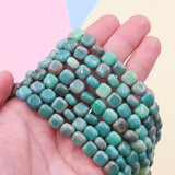 Grass Agate Beads Strand Cube Shape 6/8mm Natural Stone for Jewelry Making