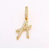 Grass Lettered Pendant Zircon Hip-hop Necklace Men
