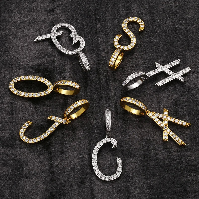 Grass Lettered Pendant Zircon Hip-hop Necklace Men