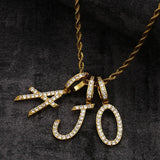 Grass Lettered Pendant Zircon Hip-hop Necklace Men