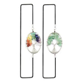 Gravel Tree Of Life Oval Shape Elastic Rope Bookmark Silver