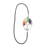 Gravel Tree Of Life Oval Shape Elastic Rope Bookmark Silver