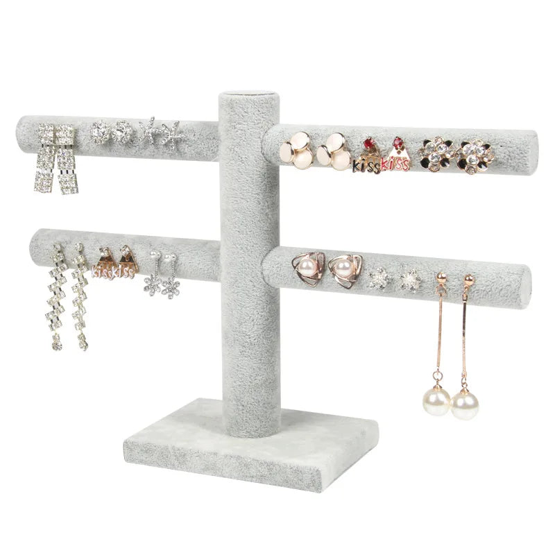 Gray Jewelry Display Shelf Earrings Ring Holder Stud Earring Accessories