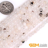 Gray Leaf Agates Round Bead 15 inch Strand 6mm-12mm
