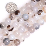 Gray Leaf Agates Round Bead 15 inch Strand 6mm-12mm