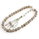 Gray Agate Stone Beads Bracelet 33 Rosary Tasbih Muslim Allah Muhammad