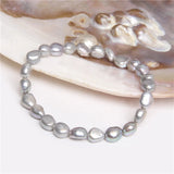 Natural Pearl Beaded Bracelet Freshwater Baroque 6-7mm Rice Pearls Bangle