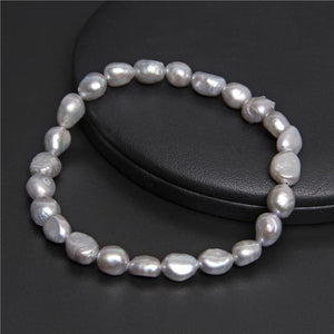 Natural Pearl Beaded Bracelet Freshwater Baroque 6-7mm Rice Pearls Bangle