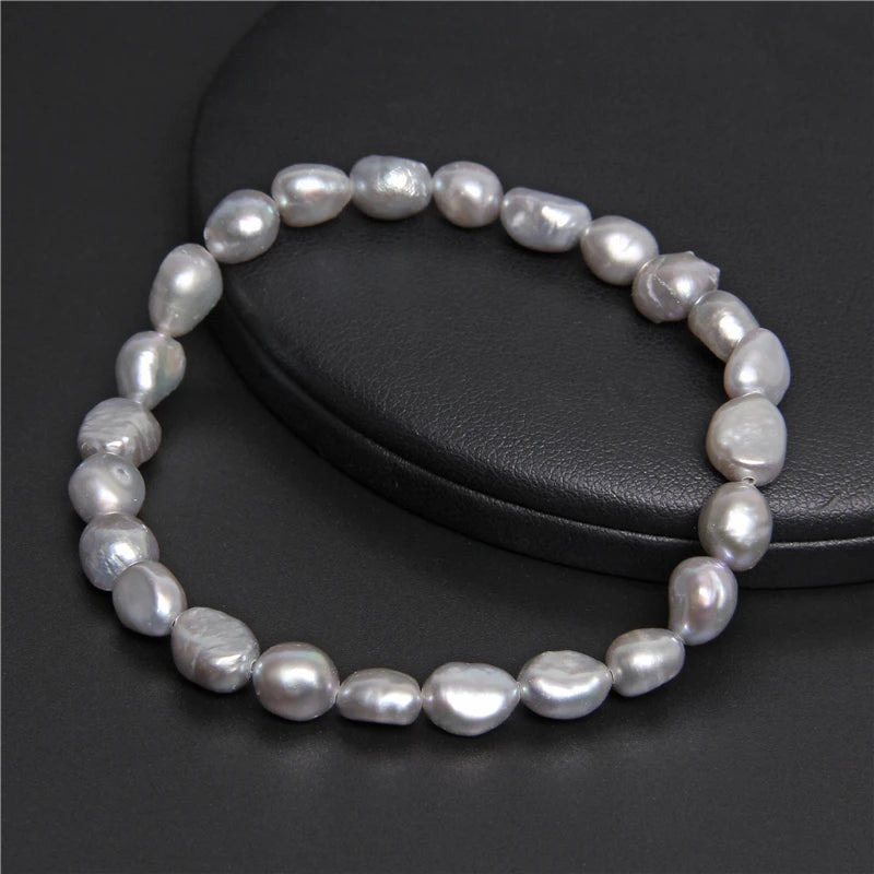 Natural Pearl Beaded Bracelet Freshwater Baroque 6-7mm Rice Pearls Bangle